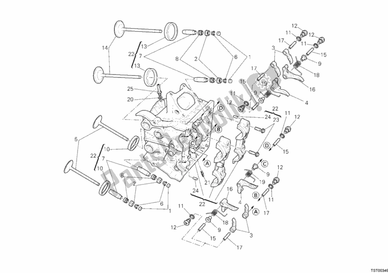 Tutte le parti per il Testata Orizzontale del Ducati Superbike 1098 R USA 2008